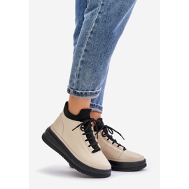 Calçados esportivos de couro leve na plataforma Artiker 55C0554 Bege 1