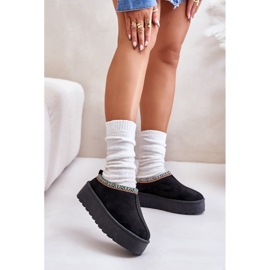 Chinelos femininos plataforma com bordado, preto Neroma 2