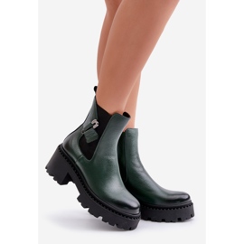 Zazoo 60490 Botins isolados em couro com decoração, verde escuro preto 1