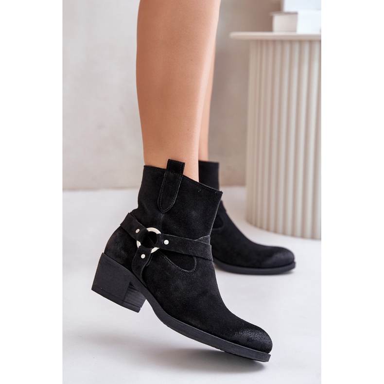 Zazoo 60477 Botas de salto alto isoladas em camurça, pretas preto 2