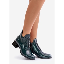 Botins envernizados Zazoo 60504, isolados, verde escuro 1