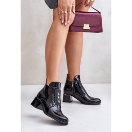 Botins envernizados Zazoo 60504, isolados, pretos 2