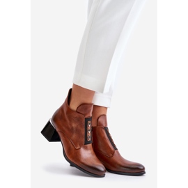 Botins de couro Zazoo 60504, marrom quente 1