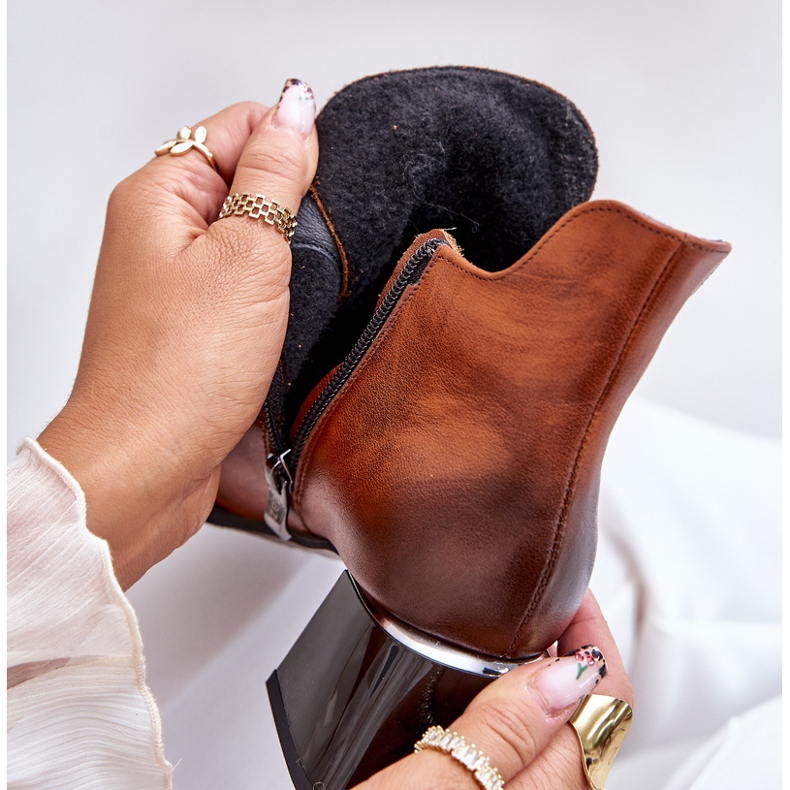 Botins de couro Zazoo 60504, marrom quente 2