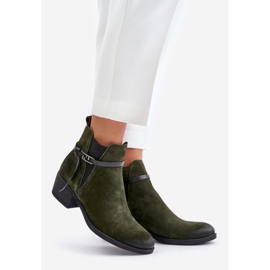 Zazoo 60478 Botas de camurça de salto alto, isoladas, fechadas com zíper, verde escuro 1