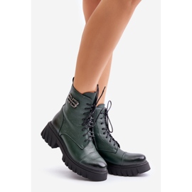 Botas de trabalho isoladas de couro Zazoo 60486, verde escuro 1