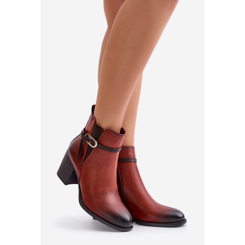 Jezzi Botas femininas de salto alto, isoladas, com alça, marrom Zinithia 1