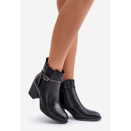 Jezzi Botas femininas de salto alto, isoladas, com alça, pretas Zinithia preto 1