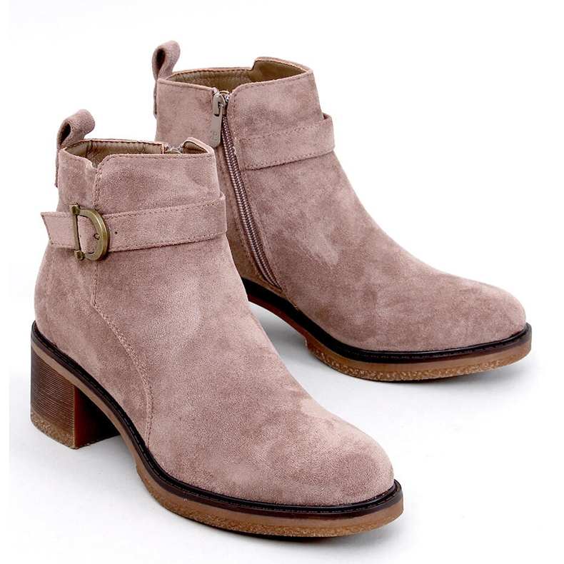Botins Duncans Khaki com salto baixo bege 1 Botins Duncans Khaki com salto baixo bege 1