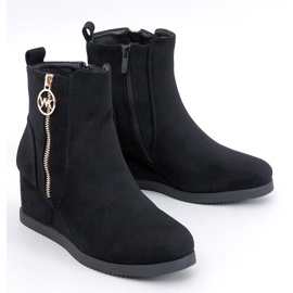 Vavin Botins pretos de cunha com zíper dourado 1