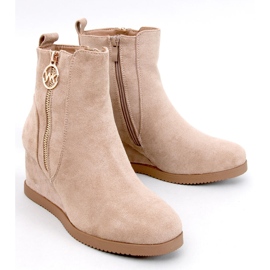 Botins de cunha Vavin Khaki com zíper dourado bege 1 Botins de cunha Vavin Khaki com zíper dourado bege 1