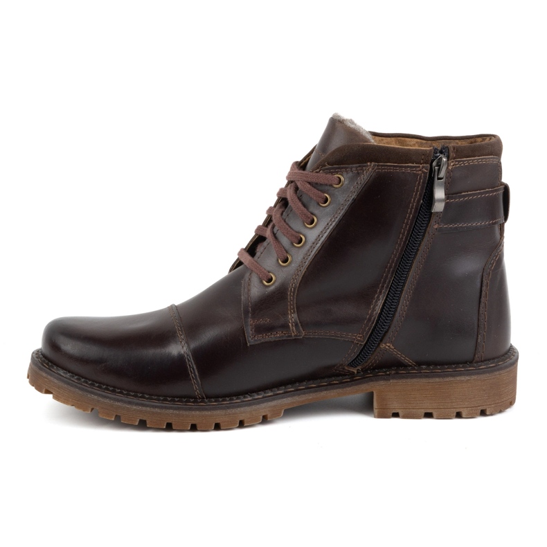 Olivier Sapatos masculinos de inverno Botins com cadarço 136GT, marrom escuro 1