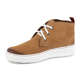 Sapatos masculinos de couro Chukka KAMPOL 109/410 Sw castanho bege 1