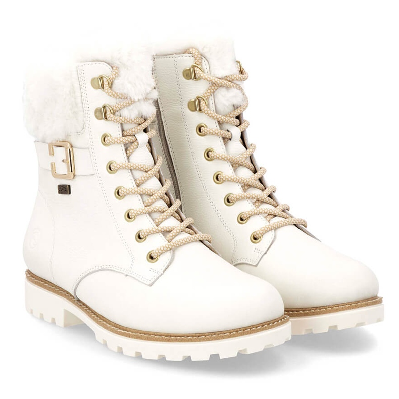 Botas femininas impermeáveis ​​de couro, brancas Remonte D8481-80 branco 2