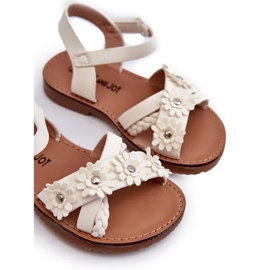 Sandálias de meninas presas com velcro com flores brancas branco 1