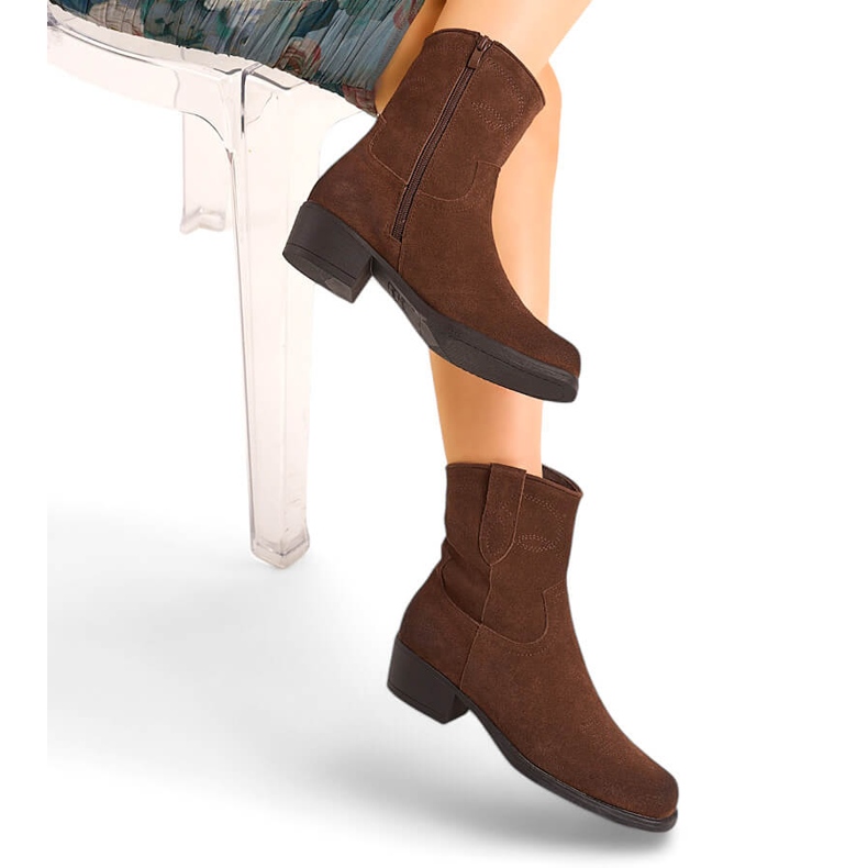 Botas cowboy femininas de couro marrom Sergio Leone BT284-S 2