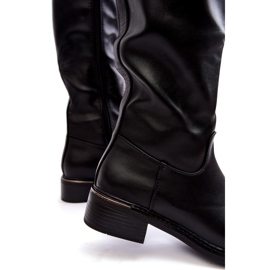 Diamantique Botas lisadas femininas em frente ao joelho do joelho preto 4