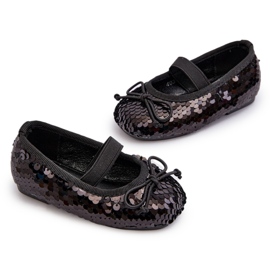 Ballerinas para meninas decoradas com lantejoulas e um laço preto 4