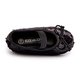 Ballerinas para meninas decoradas com lantejoulas e um laço preto 1