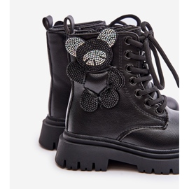 Botins isolados de menina com ursinho de pelúcia e zíper, Preto Relobia 1