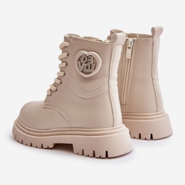 Botas femininas Evaliraea bege com forro de pele e zíper 2