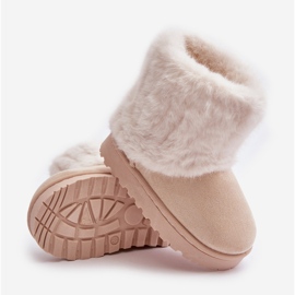 Botas infantis de neve com pele, bege claro Crisie 2