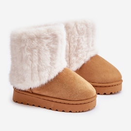 Botas de neve infantis Crisie com pele de camelo castanho 1