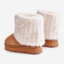 Botas de neve infantis Crisie com pele de camelo castanho 2