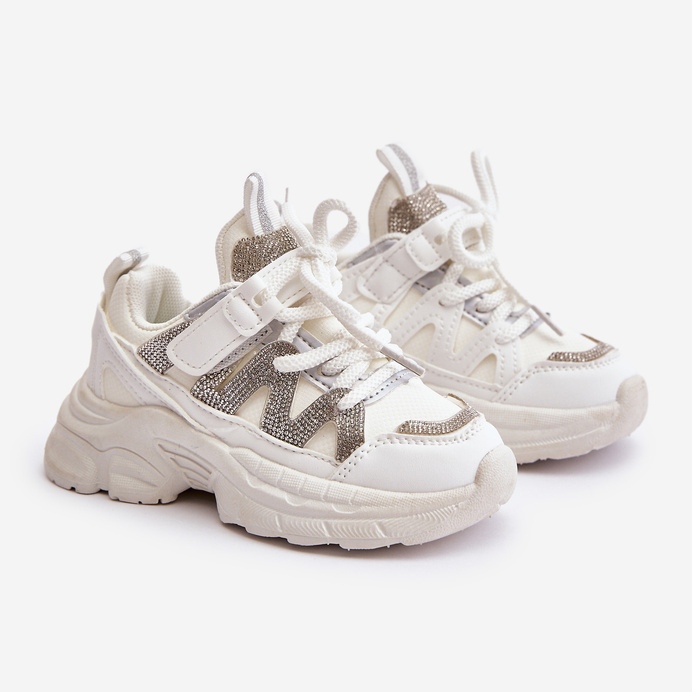 Tênis infantil com strass, branco Rianalla 1