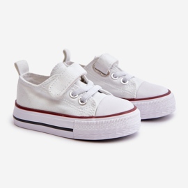 Tênis infantil de tecido com velcro, branco Daloma 1