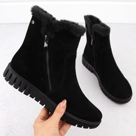 Botas femininas de camurça preta de couro com pele Filippo DBT6362 preto 1