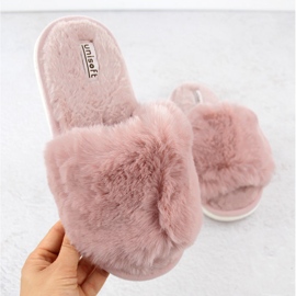 Chinelos femininos com pele, rosa claro, Unisoft 6644 1