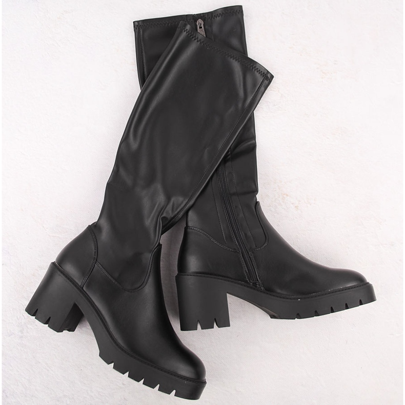 Botas femininas com salto alto e plataforma isoladas, pretas Vinceza 58332 preto 1