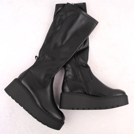 Botas femininas elásticas pretas com cunha Vinceza 58342 preto 1
