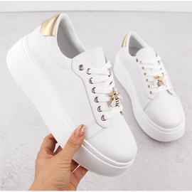 Calçado esportivo de couro com plataforma, branco Vinceza 89101 1