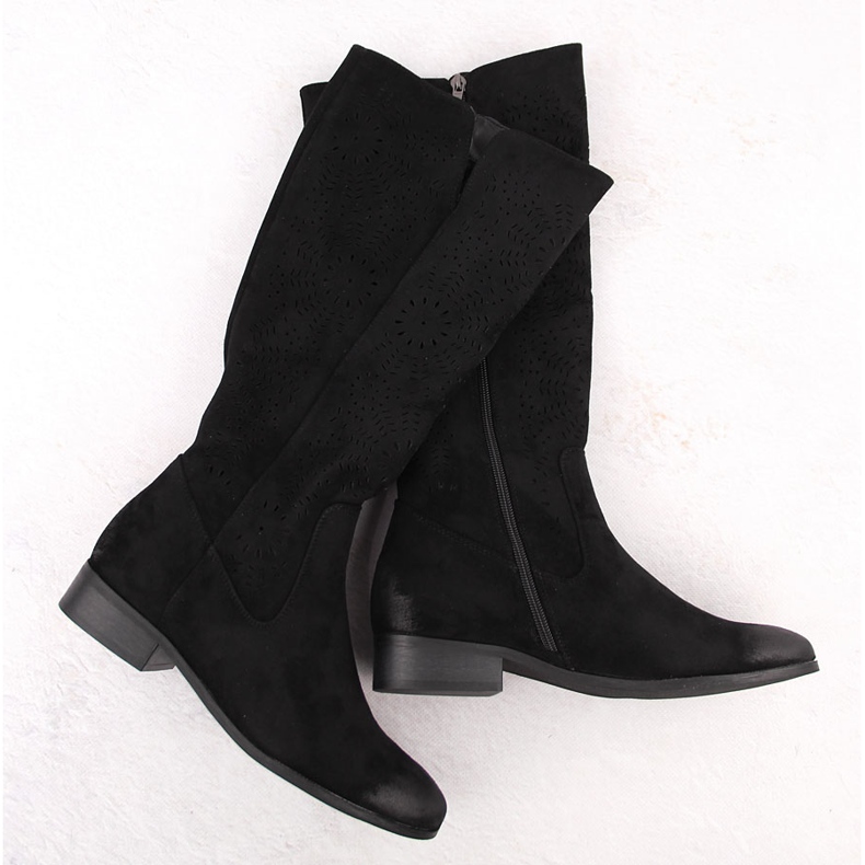Botas femininas de camurça com aberturas isoladas, pretas Potocki 12522 preto 1
