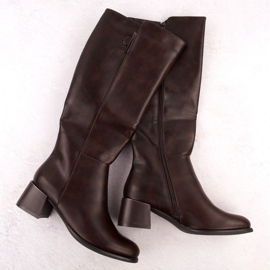 Botas femininas marrons de salto alto com isolamento Jezzi MR2481-3 marrom 1