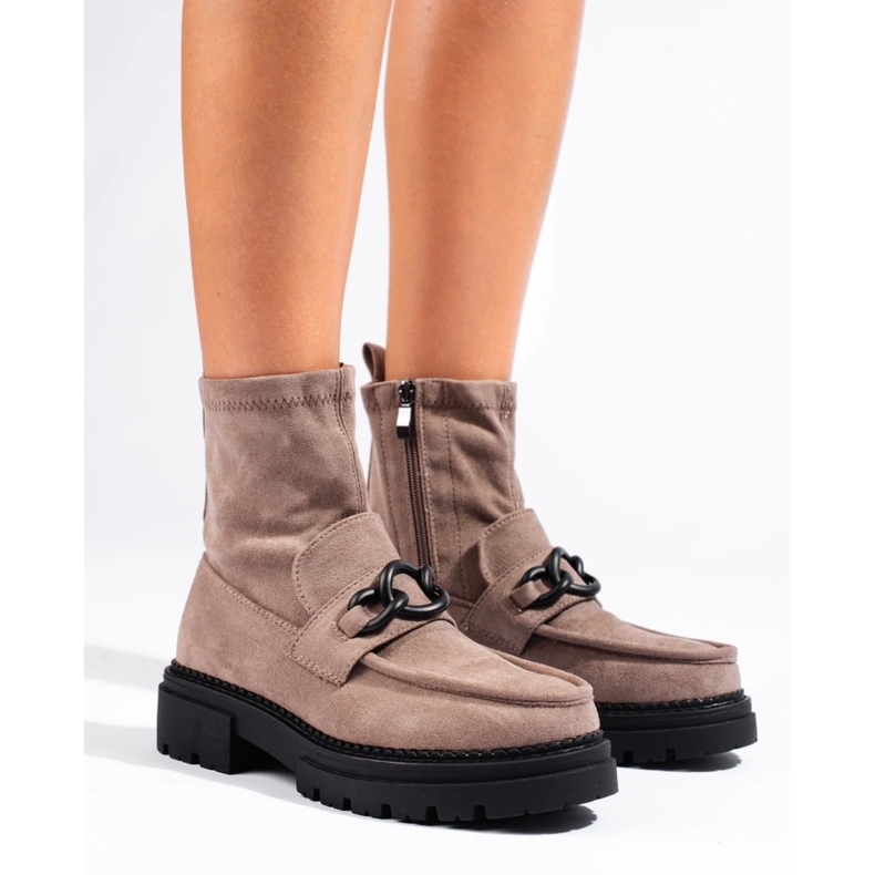 Botas plataforma bege de mulher marrom 2