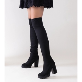 Botas longas pretas de salto alto Lija preto 1