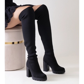 Botas longas pretas de salto alto Lija preto 2