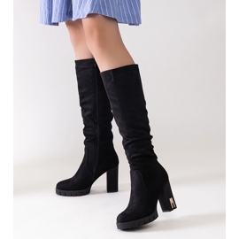 Botas pretas de salto alto Ashiva com isolamento preto 1