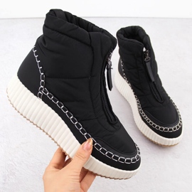Botas de neve femininas com zíper, pretas Potocki Z24-72300 preto 1