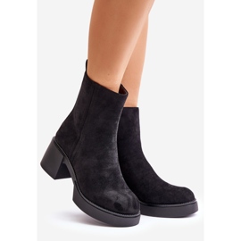 Botas femininas de camurça ecológica com salto alto quente preto Meriluna preto 1