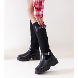 Botas pretas Miste com cano elástico preto 2