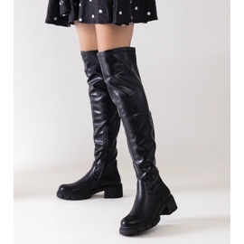 Botas longas pretas com salto baixo Erisa preto 1