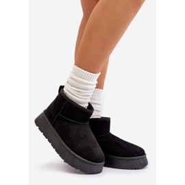 Botas femininas Saldren pretas para neve baixa na plataforma, forradas com pele preto 1