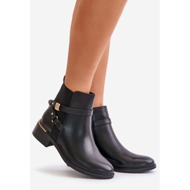 Botas femininas isoladas com alças decorativas pretas Kikirra preto 1