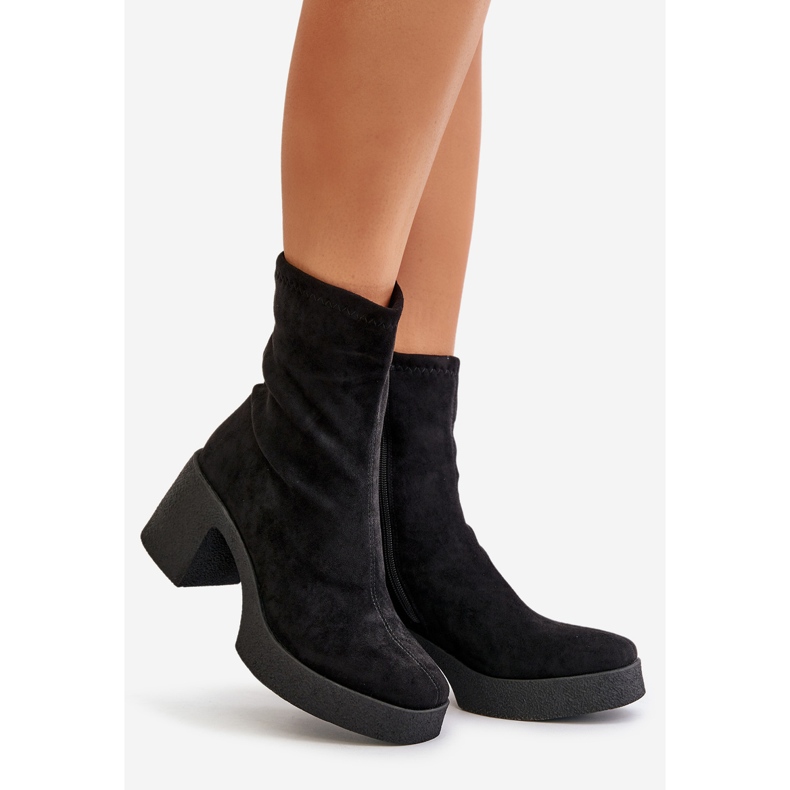 Botas femininas com plataforma e salto maciço S.Barski HY42-739 pretas preto 1