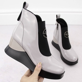 Botas femininas de couro cinza Vinceza 66703 1