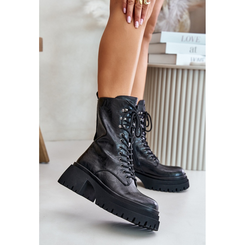Botas femininas de couro com isolamento GOE OO2N4121 pretas preto 2